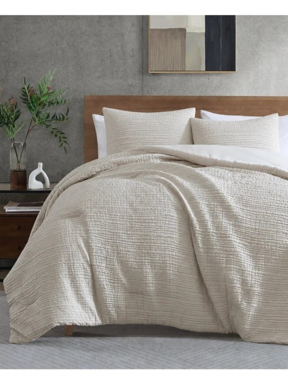 Serenity Wavy Lines Beige Comforter Set $167 Twin